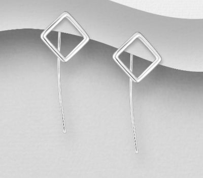 925 Sterling Silver Square Hook Earrings