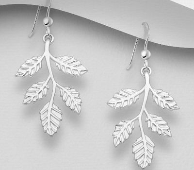 925 Sterling Silver Leaf Hook Earrings