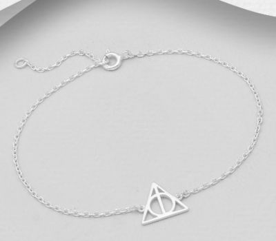 925 Sterling Silver Deathly Hallows Symbol Bracelet