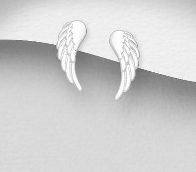 925 Sterling Silver Wings Push-Back Earrings