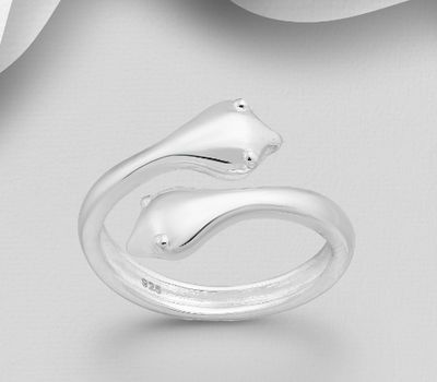 925 Sterling Silver Adjustable Double Snake Ring