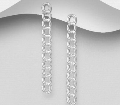 925 Sterling Silver Links Push-Back Earrings