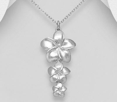 925 Sterling Silver Matt Flowers Pendant