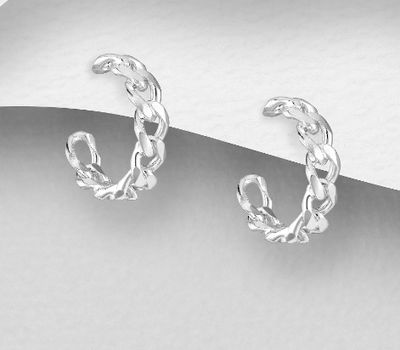 925 Sterling Silver Links Push-Back Earrings