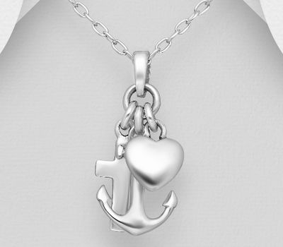 925 Sterling Silver Anchor and Cross and Heart Pendant