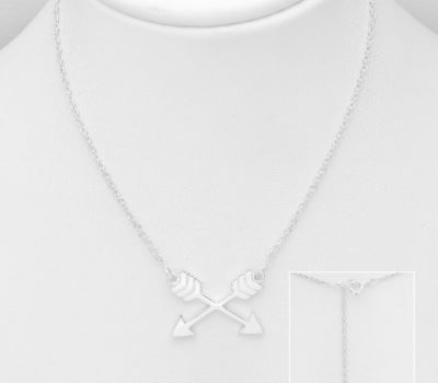 925 Sterling Silver Crossed Arrows Necklace