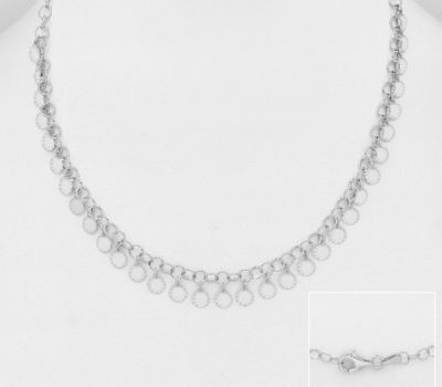 ITALIAN DELIGHT - 925 Sterling Silver Necklace, 9 mm Wide, Made in Italy.