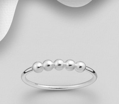 925 Sterling Silver Ring With Five Ball Beads