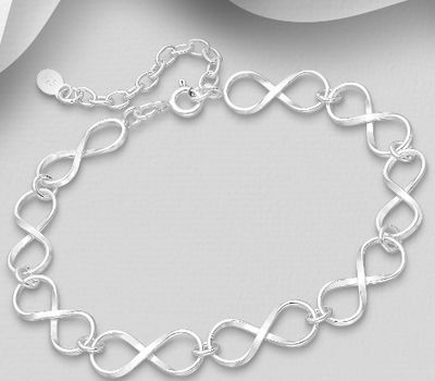 925 Sterling Silver Infinity Links Bracelet