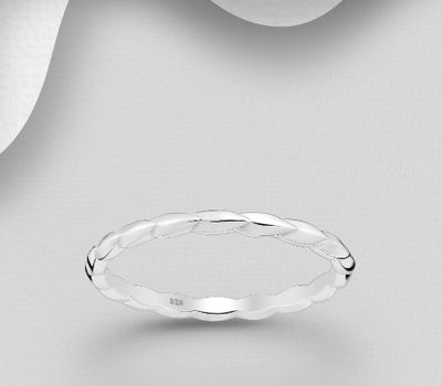 925 Sterling Silver Band Ring, 2 mm Wide.