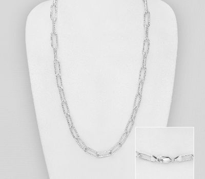 ITALIAN DELIGHT - 925 Sterling Silver Links Necklace, 6 mm Wide. Made in Italy