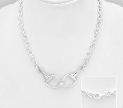 925 Sterling Silver Horse Snaffle Necklace