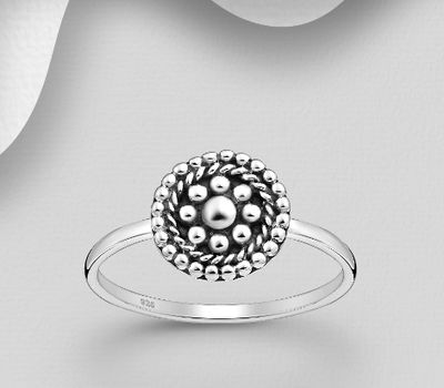 925 Sterling Silver Oxidized Ball Ring