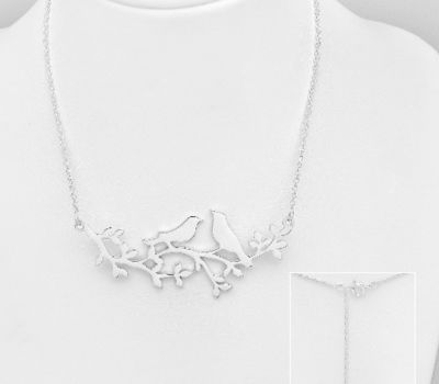 925 Sterling Silver Birds on Tree Necklace