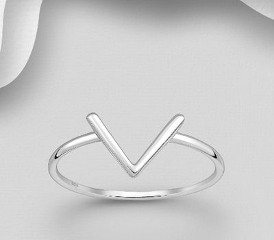 925 Sterling Silver Chevron V Ring