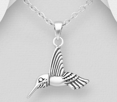 925 Sterling Silver Oxidized Bird Pendant