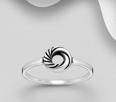 925 Sterling Silver Oxidized Spiral Ring