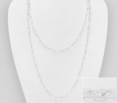 ITALIAN DELIGHT - 925 Sterling Silver Link Necklace, 3 mm Wide. Made in Italy