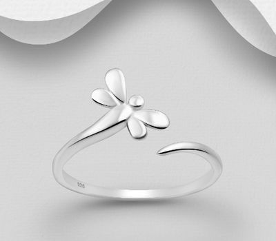 925 Sterling Silver Adjustable Dragonfly Ring