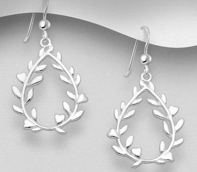 925 Sterling Silver Leaf Hook Earrings