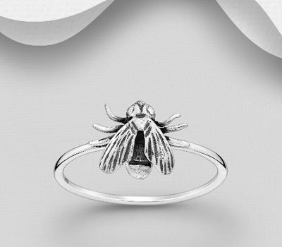 925 Sterling Silver Oxidized Fly Ring