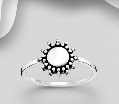 925 Sterling Silver Oxidized Sun Ring