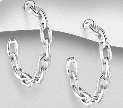 925 Sterling Silver Links Push-Back Earrings