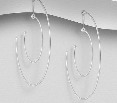 925 Sterling Silver Semi-Circle Push-Back Earrings