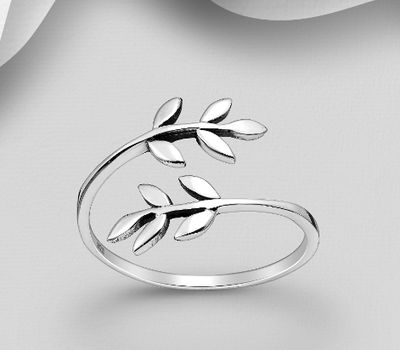 925 Sterling Silver Adjustable Leaf Ring