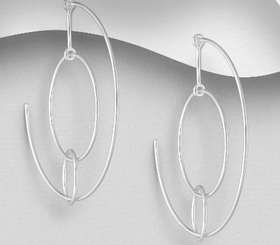 925 Sterling Silver Circle Links Push-Back Earrings