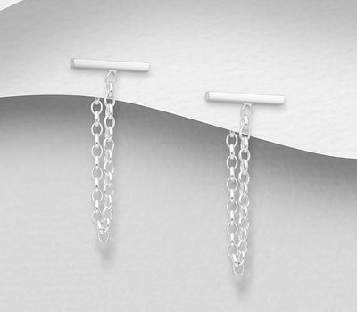 925 Sterling Silver Push-Back Bar Earrings