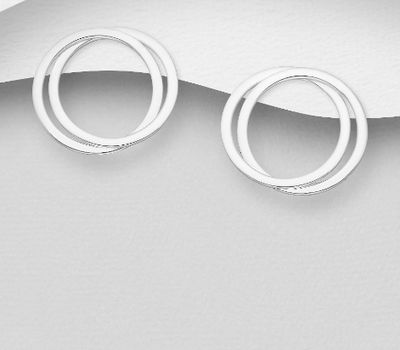 925 Sterling Silver Double Circle Push-Back Earrings