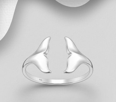 925 Sterling Silver Whale Tail Ring