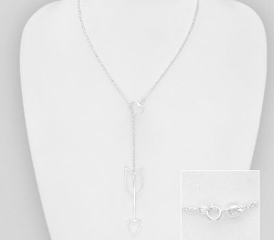 925 Sterling Silver Arrow and Heart Necklace