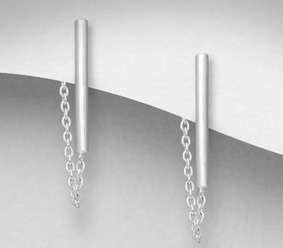 925 Sterling Silver Tube Push-back Earrings