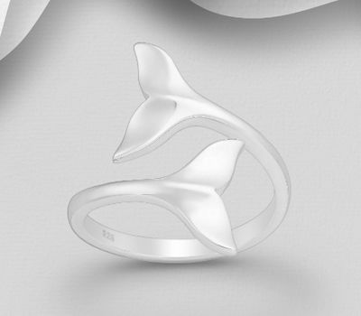 925 Sterling Silver Adjustable Whale Tail Ring