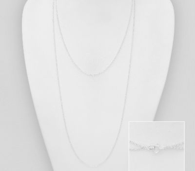 Long, Two Layers, 925 Sterling Silver Necklace