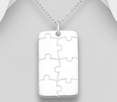 925 Sterling Silver Jigsaw Tag Pendant