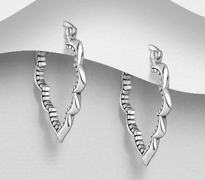 925 Sterling Silver Oxidized Hoop Earrings