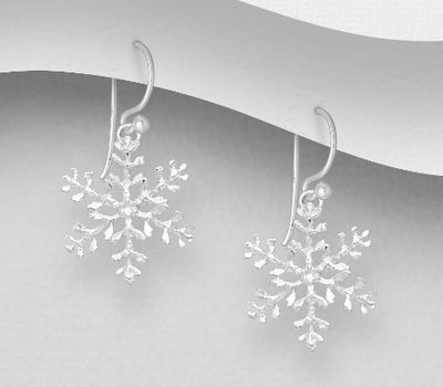 925 Sterling Silver Snowflake Hook Earrings