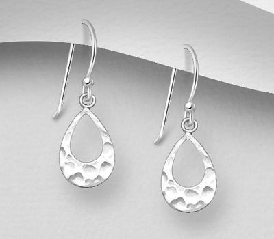 925 Sterling Silver Hammered Droplet Earrings