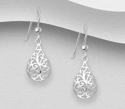 925 Sterling Silver Swirl Hook Earrings