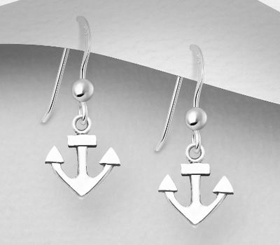 925 Sterling Silver Anchor Earrings