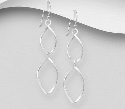 925 Sterling Silver Oval Links Hook Earrings