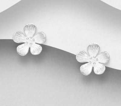 925 Sterling Silver Flower Push-Back Earrings