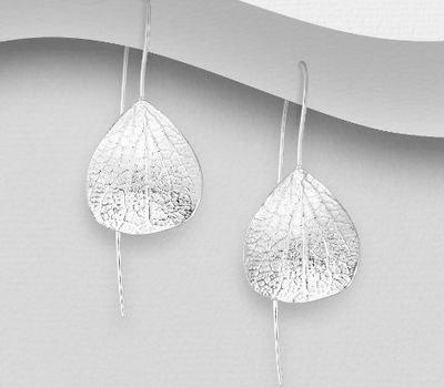 925 Sterling Silver Leaf Hook Earrings