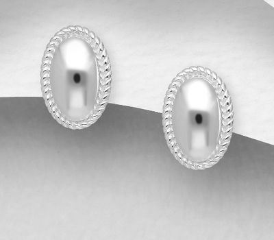 925 Sterling Silver Oval Push-Back Earrings