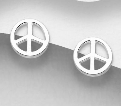 Sterling silver peace symbol earrings.