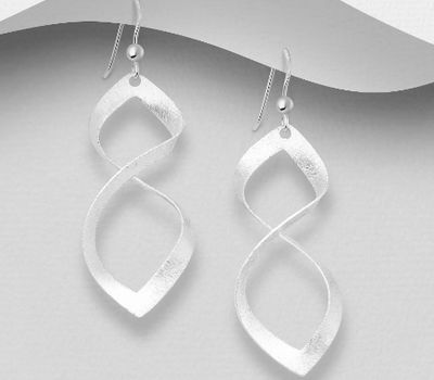 925 Sterling Silver Matt Hook Earrings