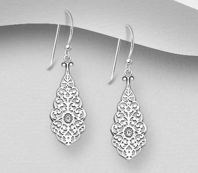 925 Sterling Silver Filigree Hook Earrings